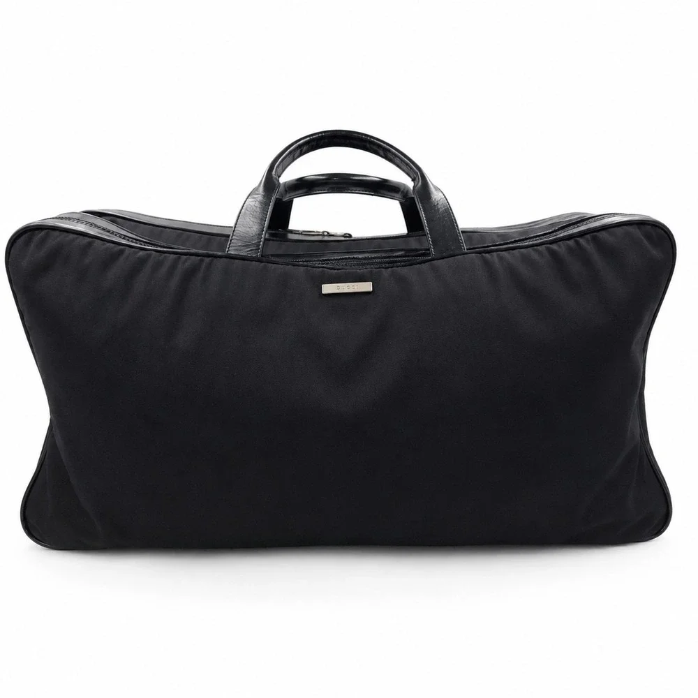 Authentic Vintage Gucci Black Nylon Travel Weekender Bag Made Italy COA